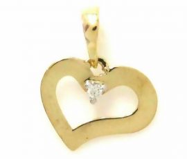 Pingente Coração em ouro amarelo 18K-750 com 1 Diamante de 1pt - Cod.05-1247-2-001